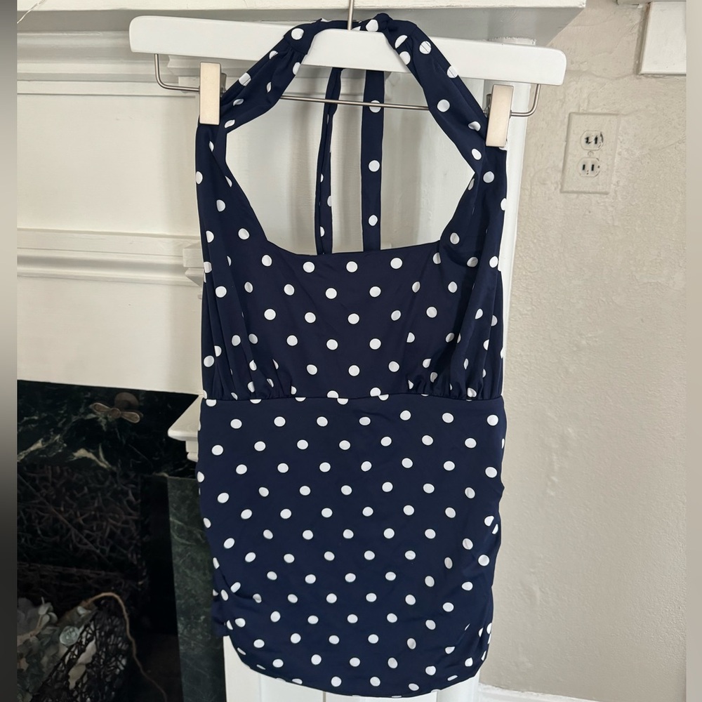Lands end Halter tankini blue polka dot - Picture 6 of 8
